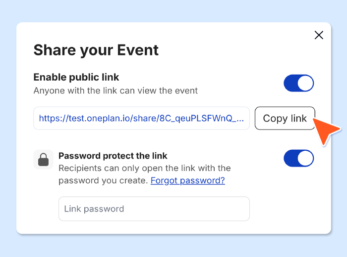 Share your event plan in OnePlan