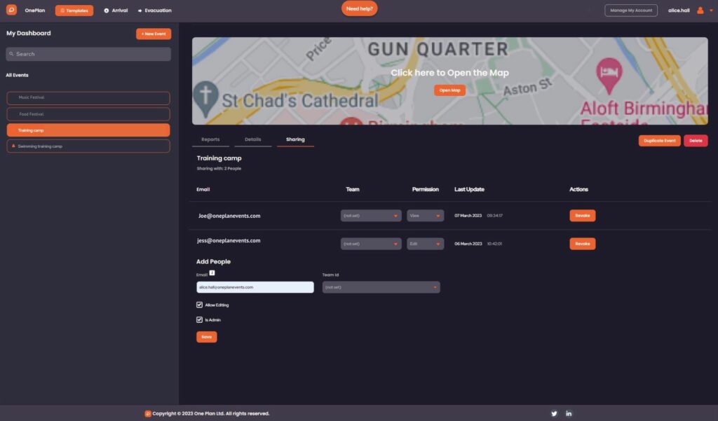 Sharing Dashboard