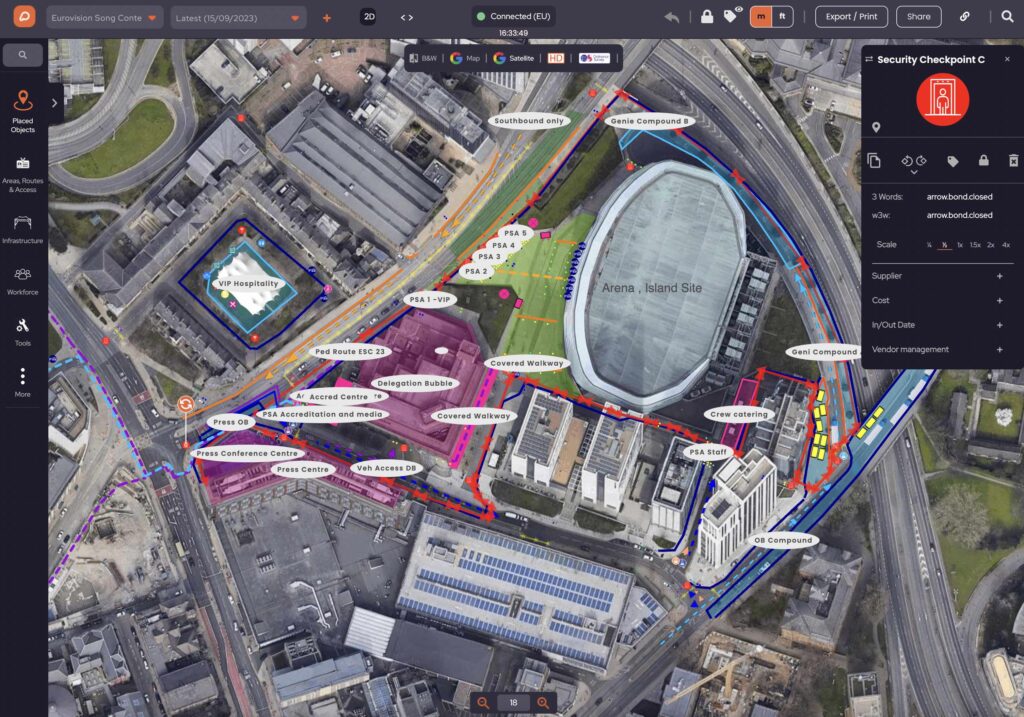 Security fan zone planning in OnePlan