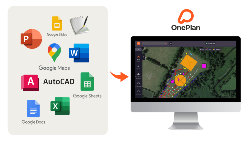 Image of two halves showing multiple tools to OnePlan