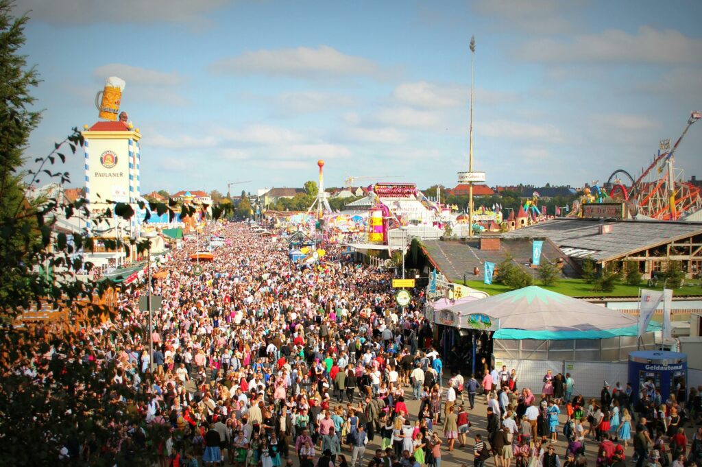a large crowd of people at a beer festival