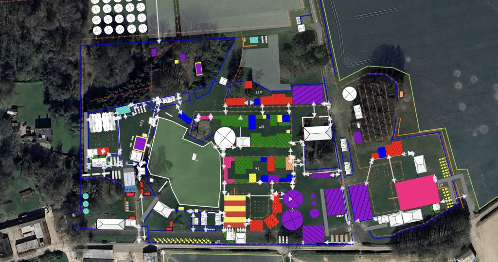 Plan for festivalområdet i OnePlan